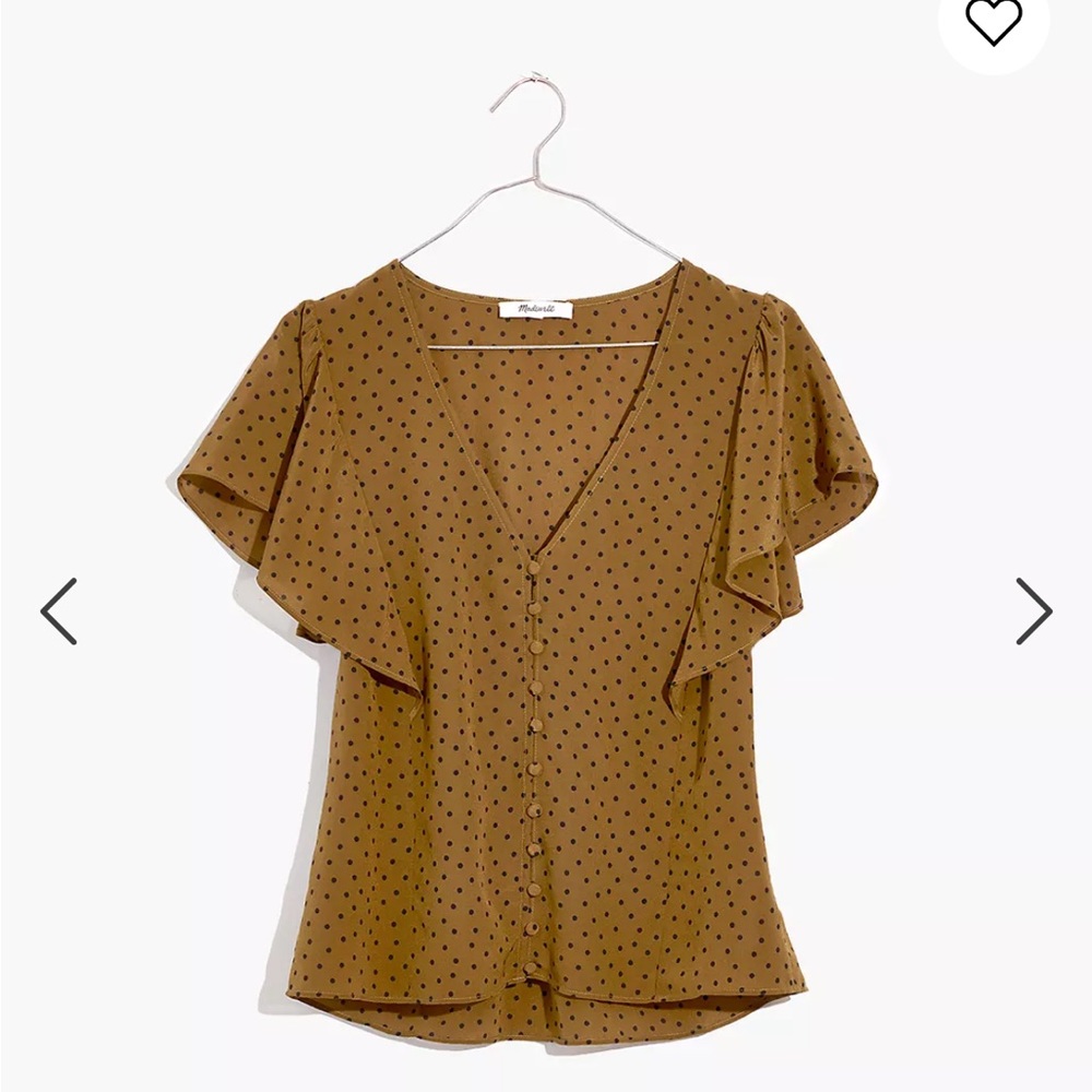 NWT Madewell silk carmelina flutter-sleeve top in polka dots